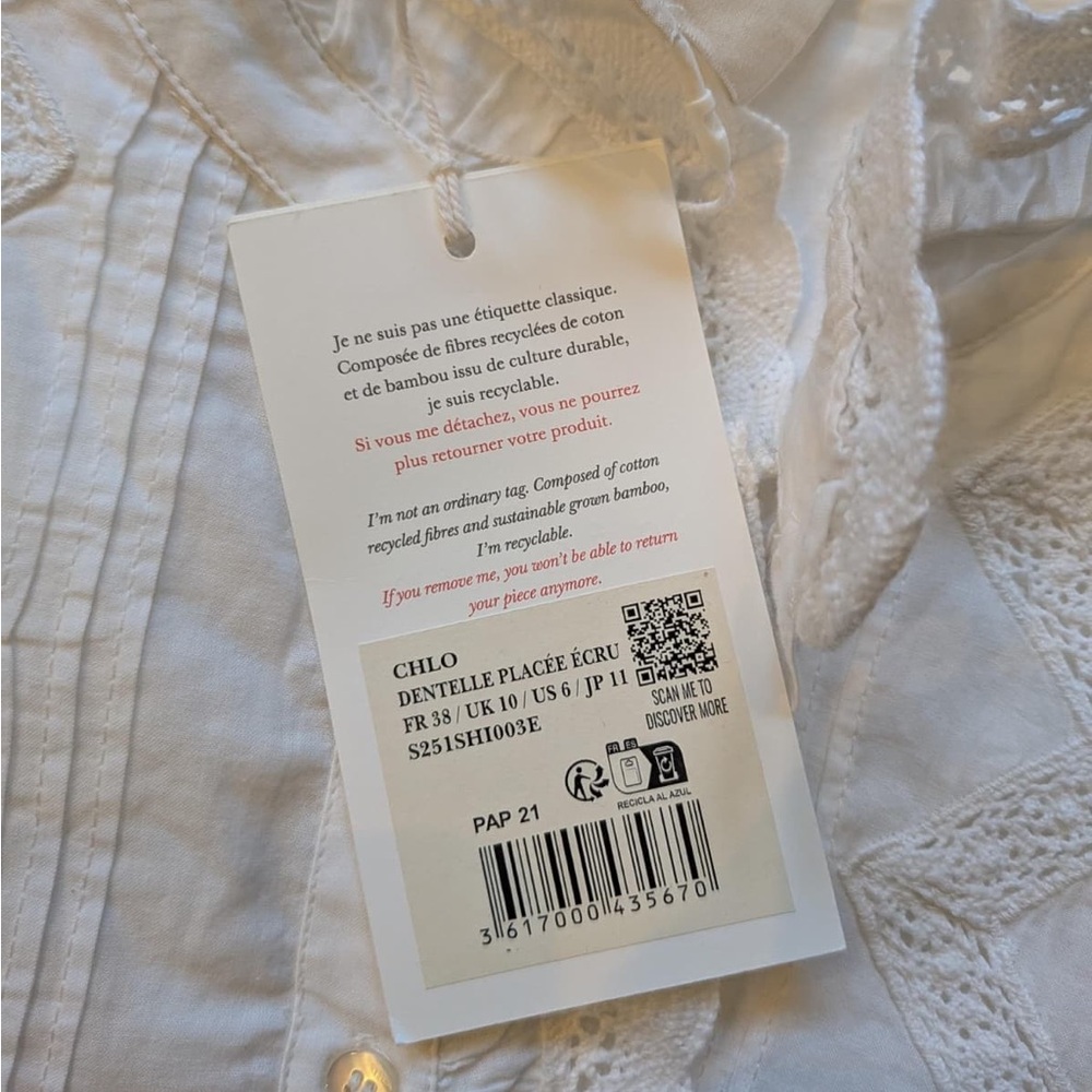 Sezane Dentelle Chlo White Blouse - Picture 6 of 6